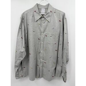 BROOKS BROTHERS Mens Button Up XL Regent Shirt Original Polo Birds Cardinal